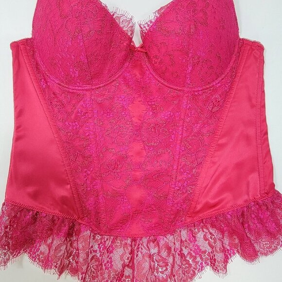 Vtg Y2K Victorias Secret Corset Womens 36C Pink Lace Coquette Whimsical Festival - Picture 6 of 13